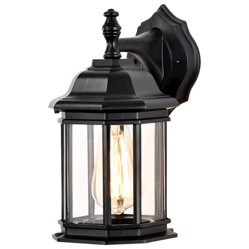 Nuvo Lighting Hopkins 1 Light Outdoor Small Wall Lantern, Black/Clear - 60-6119