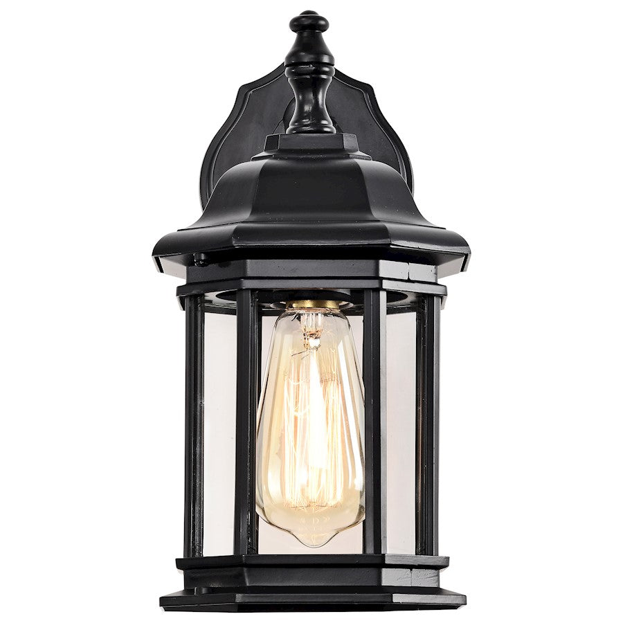 Nuvo Lighting Hopkins 1 Light Outdoor Wall Lantern, Black/Clear