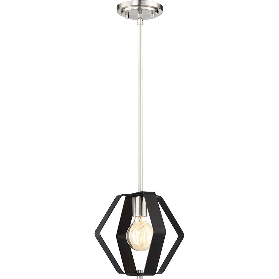 Nuvo Lighting Zen 1 Light 10" Pendant Black, Brushed Nickel Accents - 60-6391