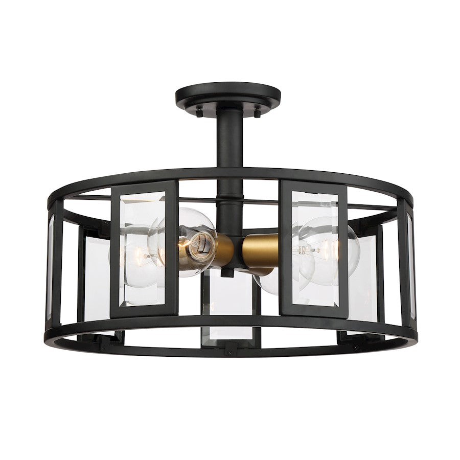 Nuvo Lighting Payne 4-LT Semi Flush Fixture, Beveled/Midnight Bronze - 60-6413