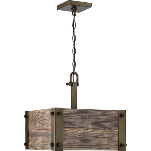 Nuvo Lighting Winchester 4 Light 15" Square Pendant, Aged Wood Bronze - 60-6423