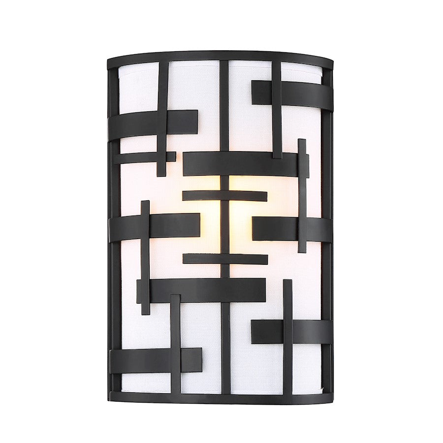 Nuvo Lighting Lansing 2 Light Sconce, White Shade/Textured Black - 60-6431