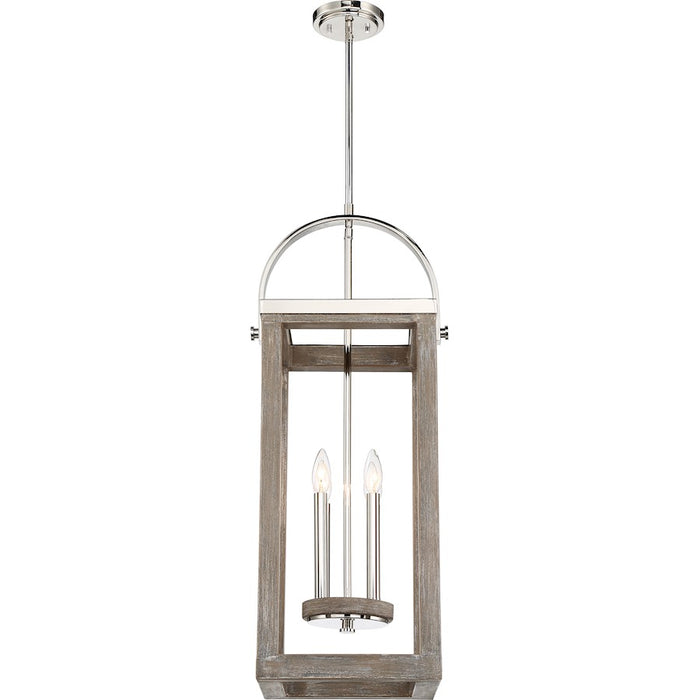 Nuvo Lighting Bliss 4 Light Pendant Driftwood, Polished Nickel Accents - 60-6481