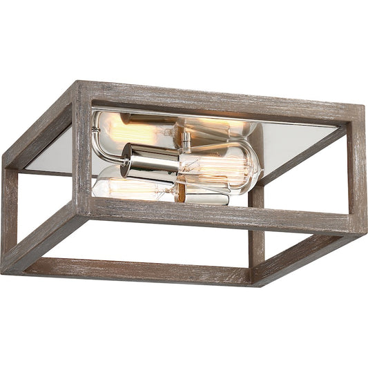 Nuvo Lighting Bliss 2 Flush Mount Driftwood, Polished Nickel Accents - 60-6482