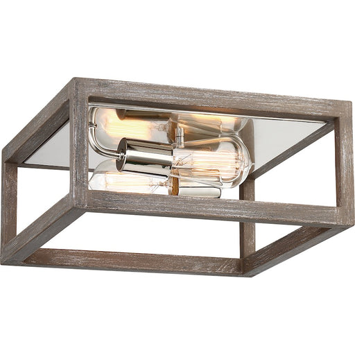 Nuvo Lighting Bliss 2 Flush Mount Driftwood, Polished Nickel Accents - 60-6482