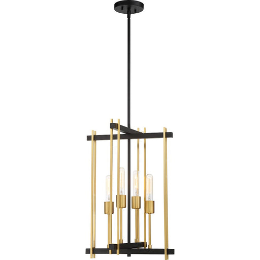 Nuvo Lighting Marion 4 Light Pendant Aged Bonze, Natural Brass Accents - 60-6525