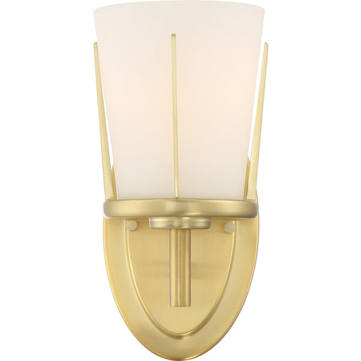 Nuvo Lighting Serene 1 Light Sconce, Satin White Glass, Natural Brass - 60-6531
