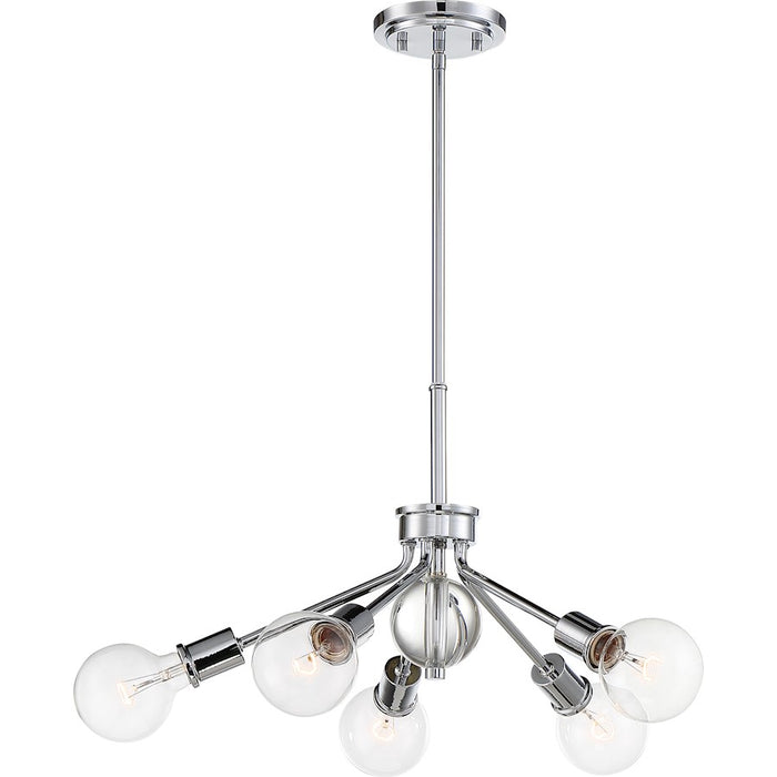 Nuvo Lighting Bounce 5 Light Pendant, Crystal Accent Polished Nickel - 60-6565