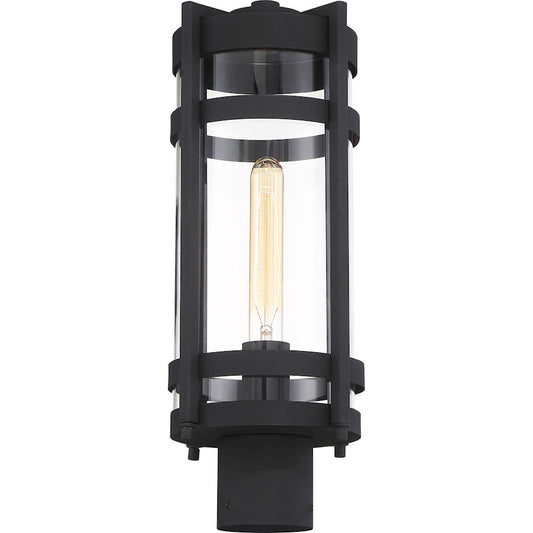 Nuvo Lighting Tofino 1 Light Post Lantern, Black/Clear Seeded Glass