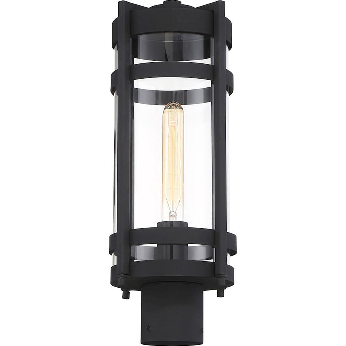 Nuvo Lighting Tofino 1 Light Post Lantern, Black/Clear Seeded Glass
