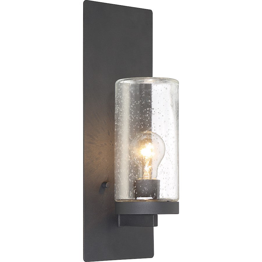 Indie 1 Light Sconce, Black/Clear Seeded Glass