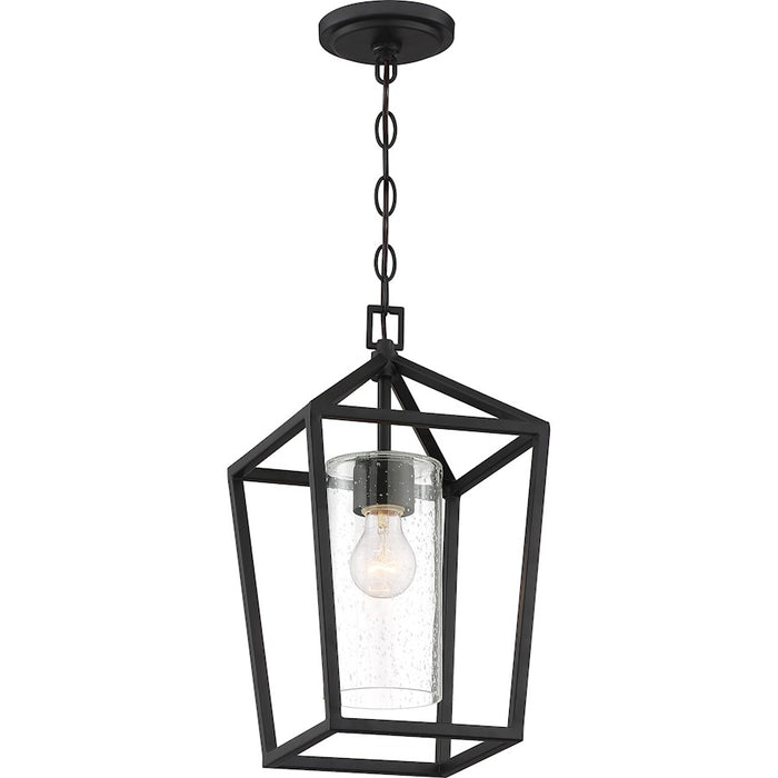 Nuvo Lighting Hopewell 1 Light Hanging Lantern, Black/Clear Seeded
