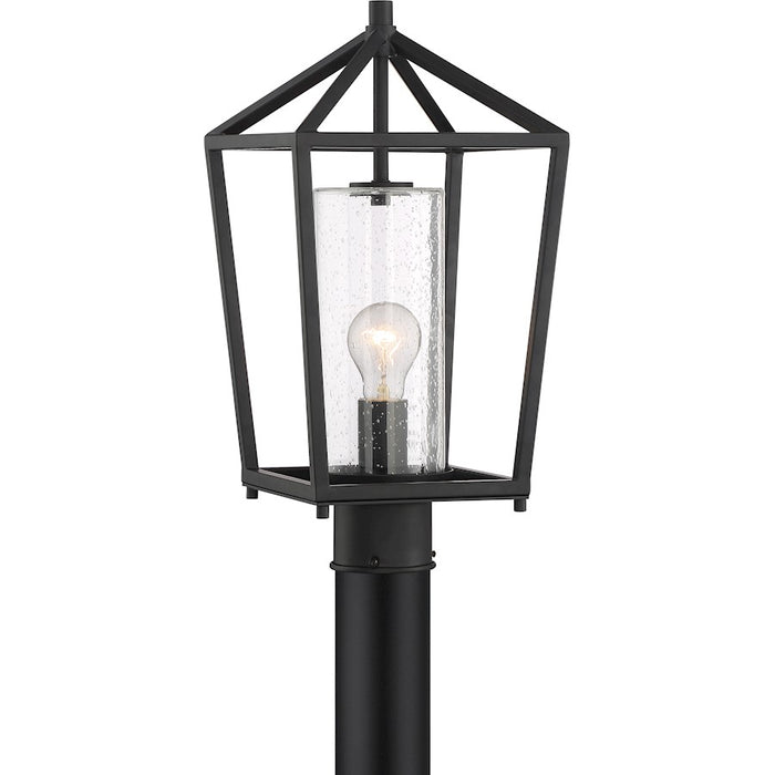 Nuvo Lighting Hopewell 1 Light Post Lantern, Black/Clear Seeded Glass