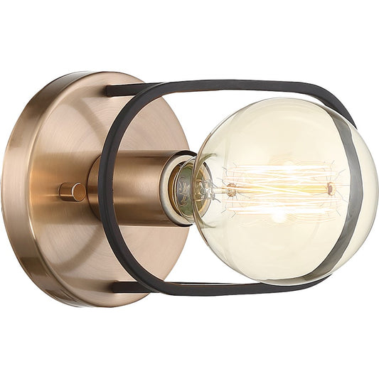 Chassis 1 Light Sconce, Copper Brushed Brass/Black Frame