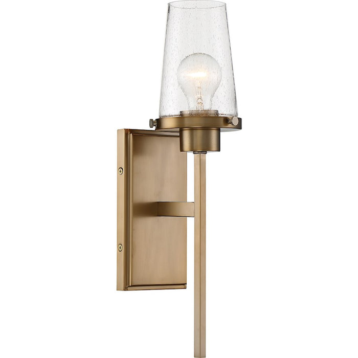 Nuvo Lighting Rector 1 Light Wall Sconce, Burnished Brass/Clear Glass