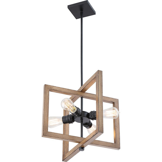 4 Light Pendant Fixture, Black