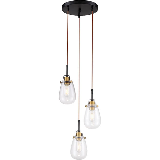 3 Light Chandelier, Black