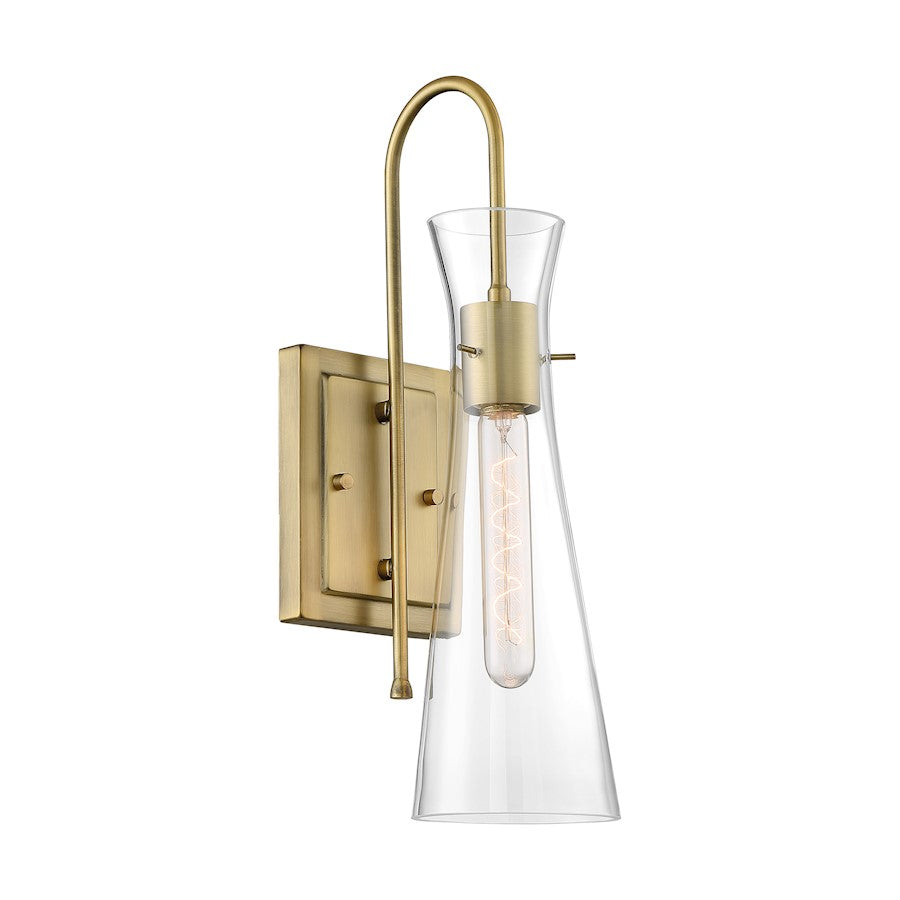 Nuvo Lighting Bahari 1 Light Sconce, Clear Glass, Vintage Brass - 60-6857