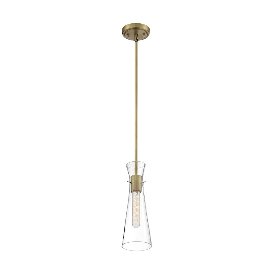 Nuvo Lighting Bahari 1 Light Mini Pendant, Clear Glass, Vintage Brass - 60-6858