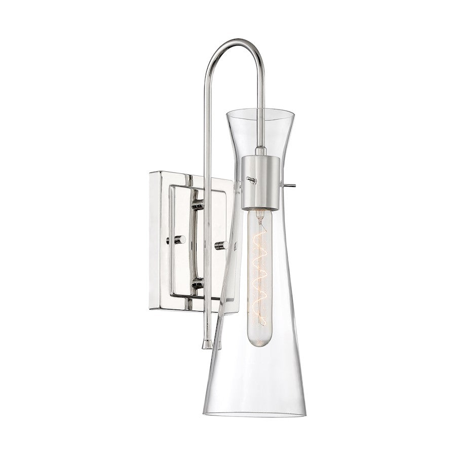 Nuvo Lighting Bahari 1 Light Sconce, Clear Glass, Polished Nickel - 60-6867