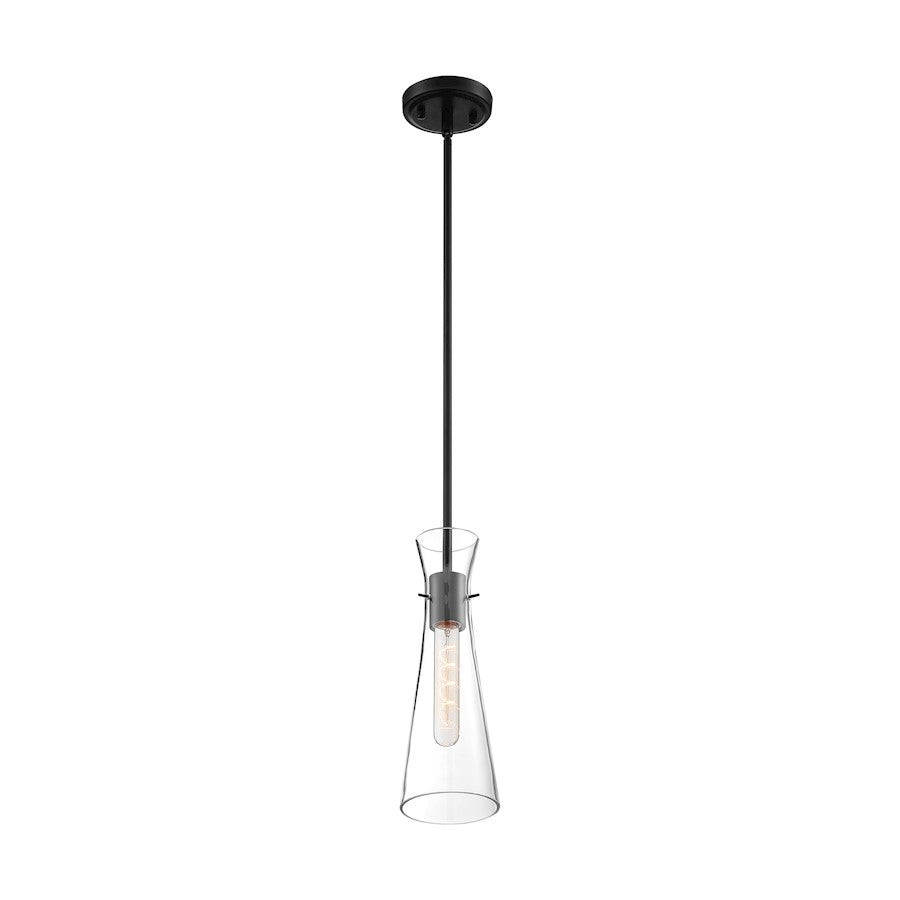 Nuvo Lighting Bahari 1 Light Mini Pendant, Clear Glass, Black - 60-6878