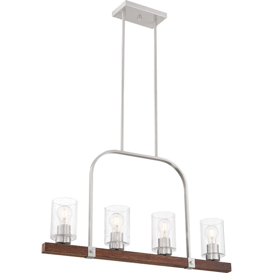 Nuvo Lighting Arabel 4 Light Island Pendant, Nickel & Nutmeg/Seeded