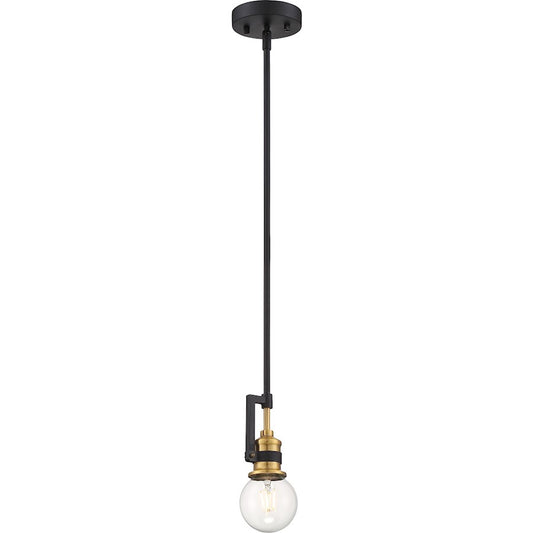 1 Light Mini Pendant, Warm Brass and Black