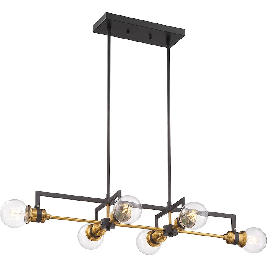 Nuvo Lighting Intention 6 Light Island Pendant, Warm Brass and Black