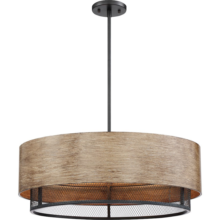 5 Light Pendant Fixture, Black