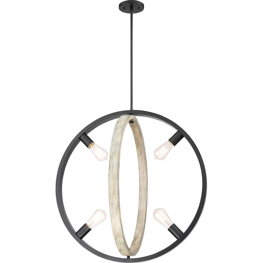 4 Light Pendant Fixture, Black