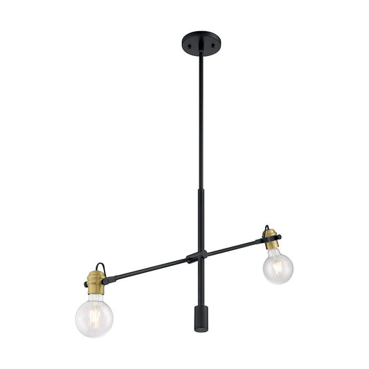 Nuvo Lighting Mantra 2 Light Pendant, Black/Brass Accents - 60-6988