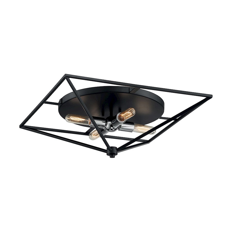 Nuvo Lighting Legend 4 Light 22" Flush Mount, Black/Polished Nickel - 60-7007