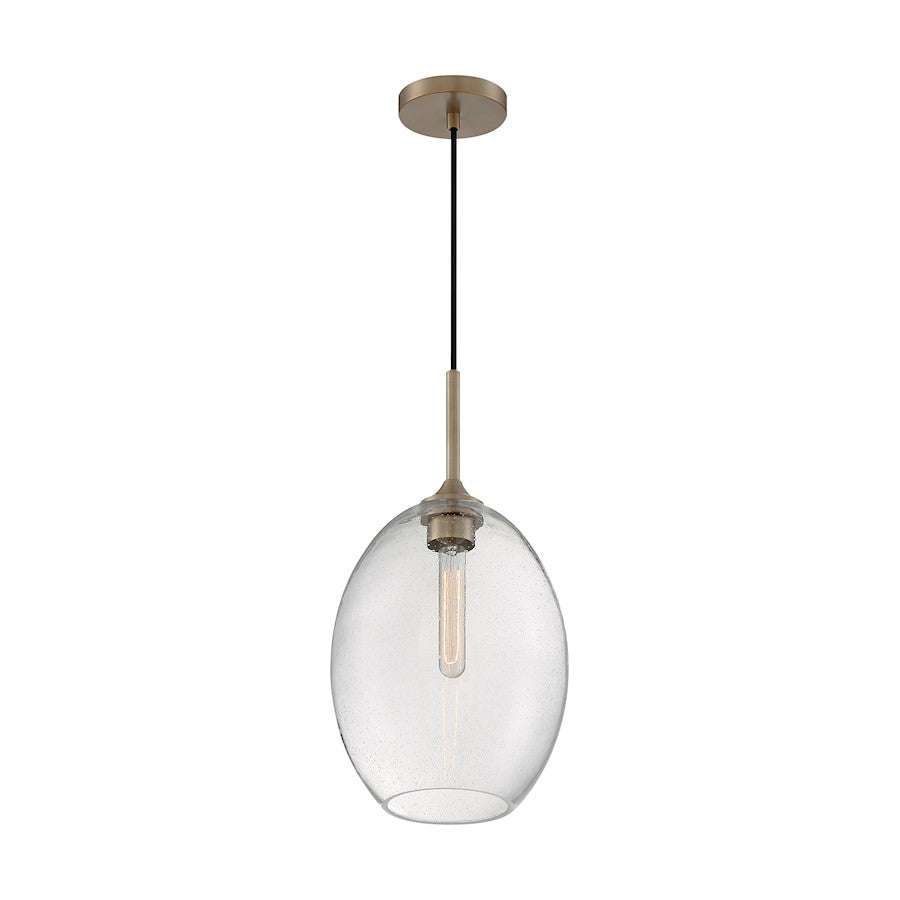 Nuvo Lighting Aria 1 Light 10" Pendant, Seeded Glass, Burnished Brass - 60-7017