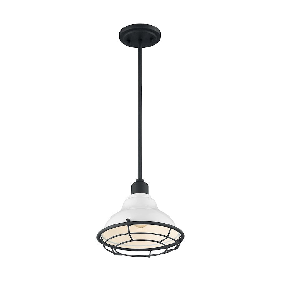 Nuvo Lighting Newbridge 1 Light 9.75" Pendant, White/Black - 60-7023