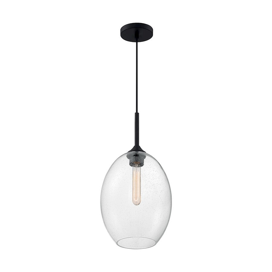 Nuvo Lighting Aria 1 Light 10" Pendant, Seeded Glass, Matte Black - 60-7027