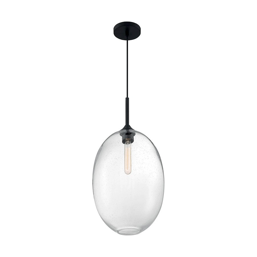 Nuvo Lighting Aria 1 Light 12" Pendant, Seeded Glass, Matte Black - 60-7028