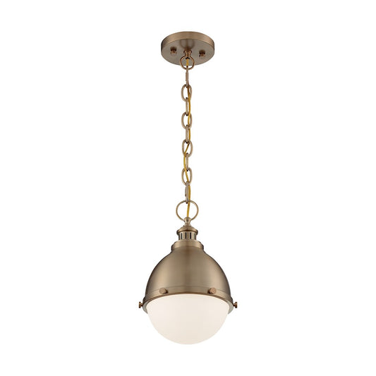 Nuvo Lighting Ronan 1 Light 9" Pendant, Opal Glass, Burnished Brass - 60-7029