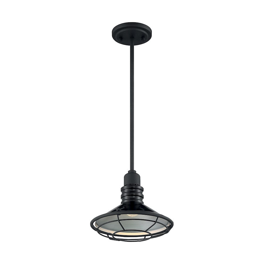 Nuvo Lighting Blue Harbor 1 Light 10" Pendant, Black/Silver & Black - 60-7033