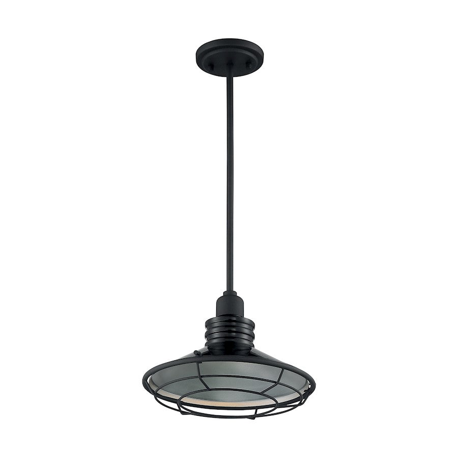 Nuvo Lighting Blue Harbor 1 Light 12" Pendant, Black/Silver & Black - 60-7034