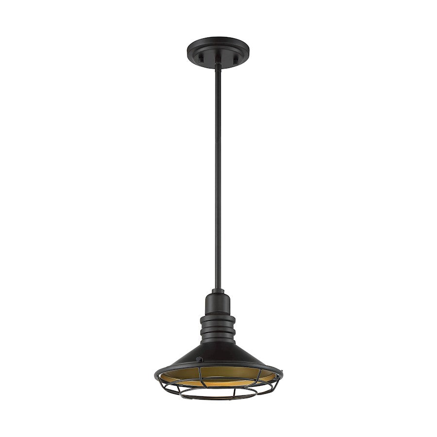 Nuvo Lighting Blue Harbor 1 Light 10" Pendant, Dark Bronze/Gold - 60-7043