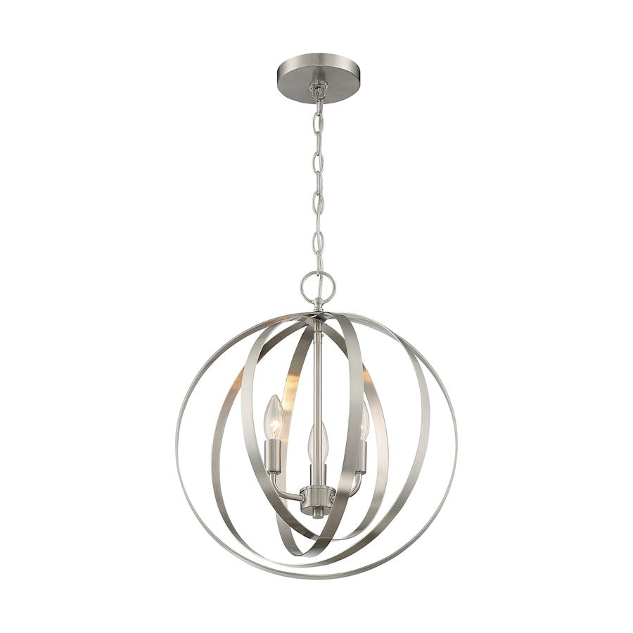 Nuvo Lighting Pendleton 3 Light Pendant, Brushed Nickel - 60-7047