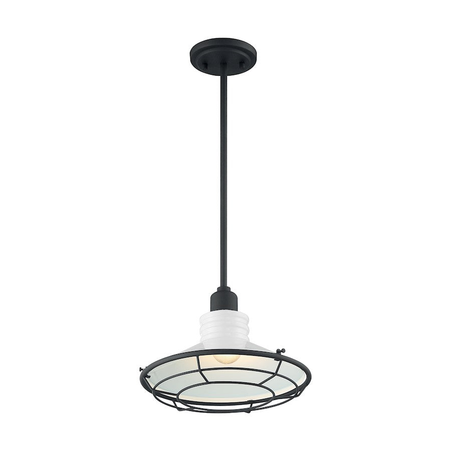 Nuvo Lighting Blue Harbor 12" 1 Light Pendant, White/Black - 60-7054