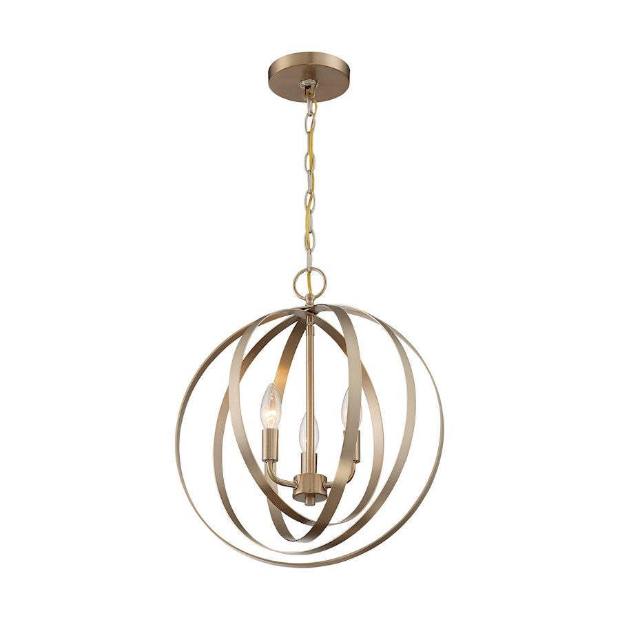 Nuvo Lighting Pendleton 3 Light Pendant, Burnished Brass - 60-7057