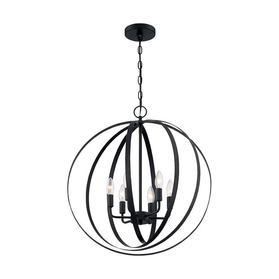 Nuvo Lighting Pendleton 6 Light Pendant, Matte Black - 60-7068