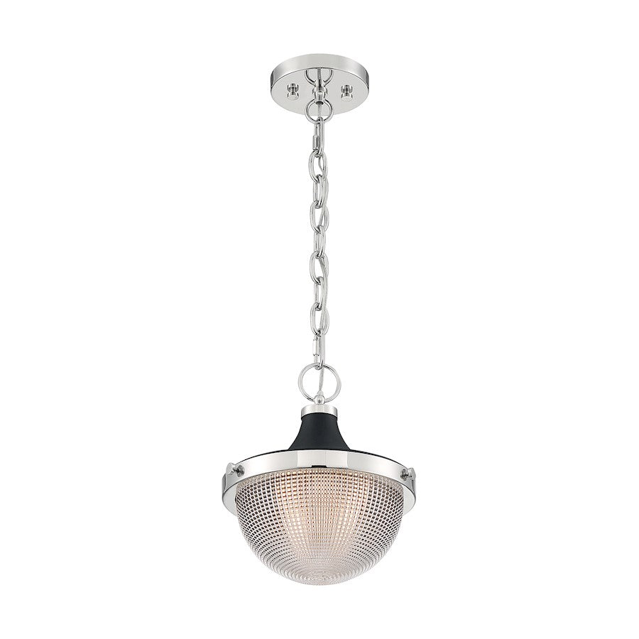 Nuvo Lighting Faro 1 Light 10" Pendant, Prismatic/Nickel/Black - 60-7069