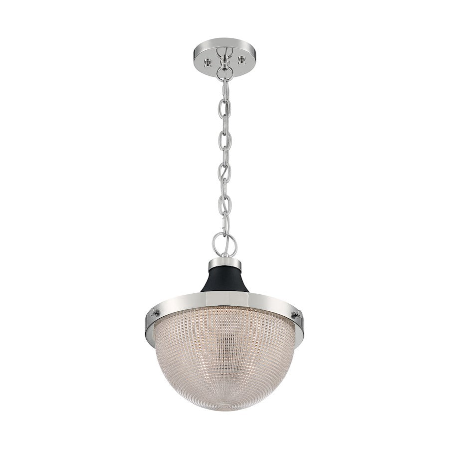 Nuvo Lighting Faro 1 Light 13" Pendant, Prismatic/Nickel/Black - 60-7070