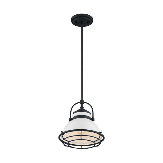 Nuvo Lighting Upton 1 Light 9.75" Pendant, Gloss White/Black Accents - 60-7083