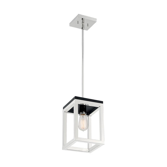 Nuvo Lighting Cakewalk 1 Light Pendant, Polished Nickel/Black Accents - 60-7093