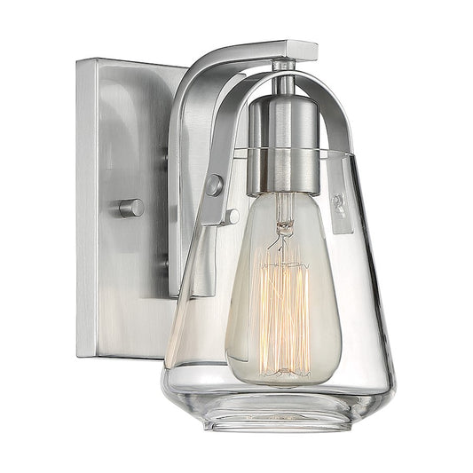 Nuvo Lighting Skybridge 1 Light Wall Sconce, Clear, Brushed Nickel - 60-7111