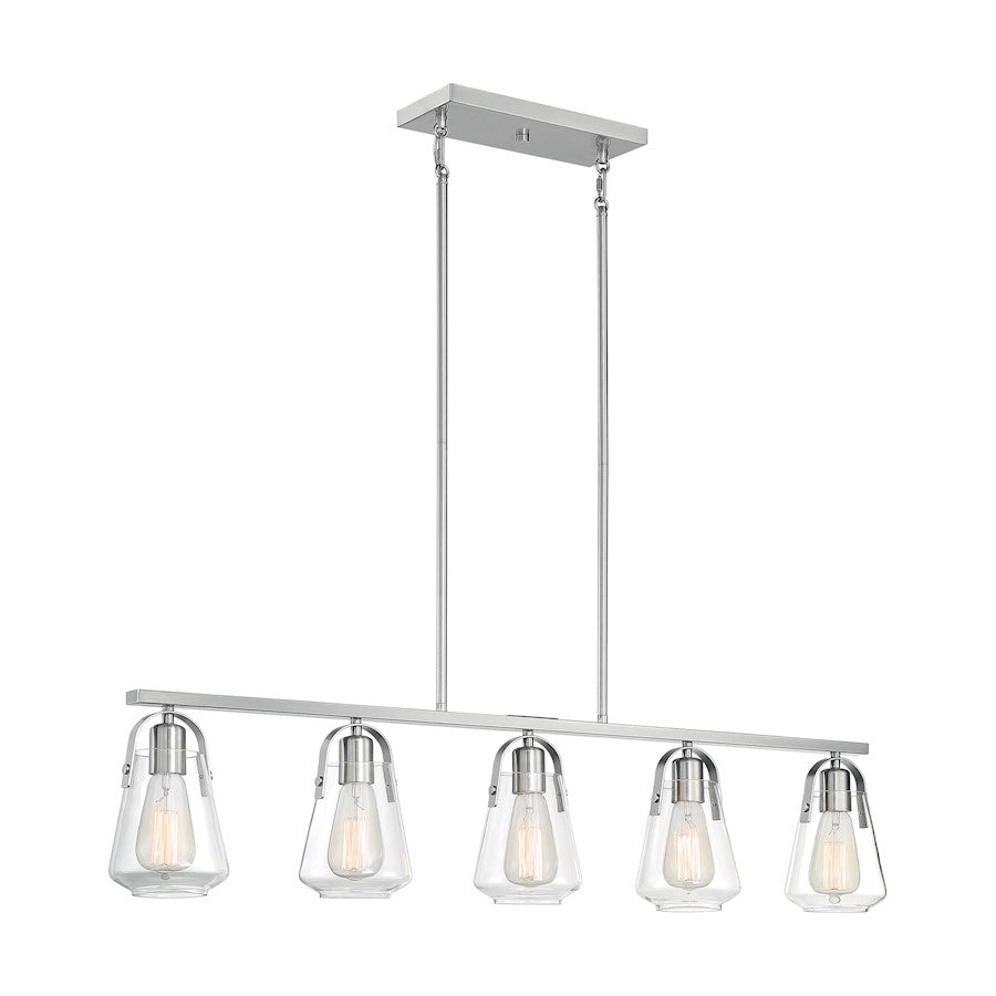 Nuvo Lighting Skybridge 5 Light Island Pendant, Clear, Brushed Nickel - 60-7114